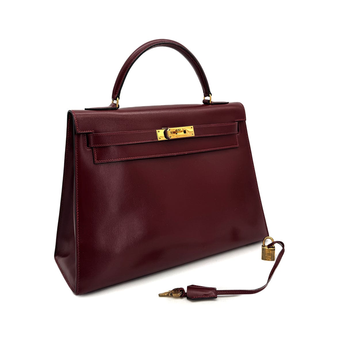 Luxury Promise Japan HERMES KELLY 32 SELLIER ROUGE H BOXCALF HAND BAG 1981 CIRCLE K GOLD HARDWARE 90318613
