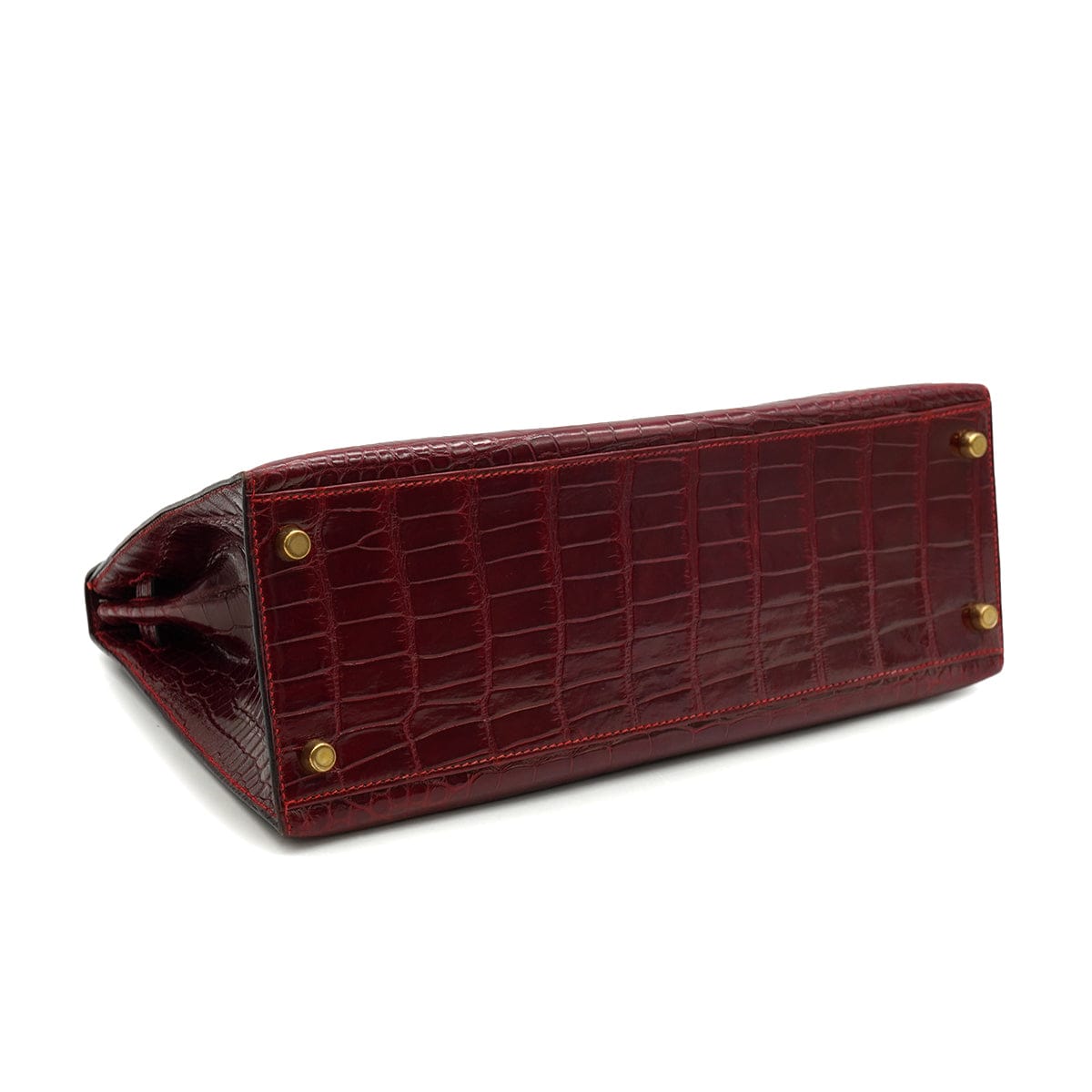Luxury Promise Japan HERMES KELLY 32 SELLIER ROUGE H CROCODILE ALLIGATOR HAND SHOULDER BAG 1993 CIRCLE W GOLD HARDWARE 90327983