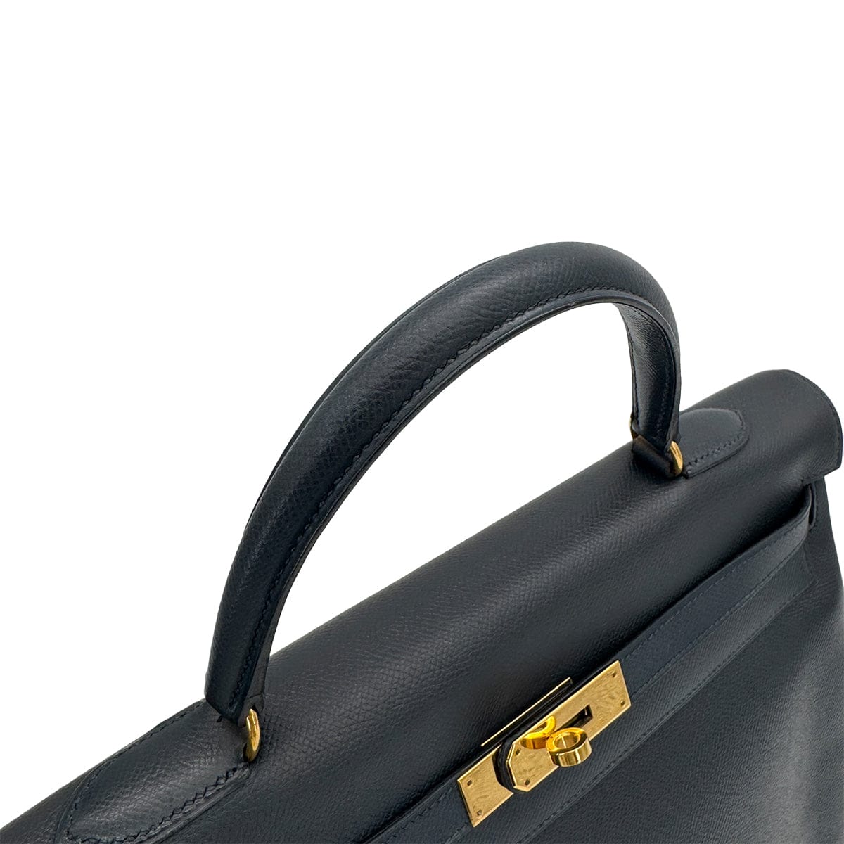 Luxury Promise Japan HERMES KELLY 35 RETOURNE BLUE INDIGO COUCHEVEL HAND SHOULDER BAG 1995 CIRCLE Y GOLD HARDWARE 90317295