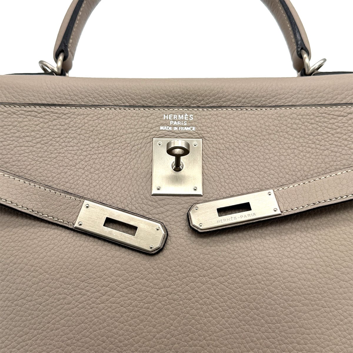Luxury Promise Japan HERMES KELLY 35 RETOURNE GRIS TOURTERELLE TAURILLON CLEMENCE HAND SHOULDER BAG 2000 SQUARE D MATT HARDWARE 90323085