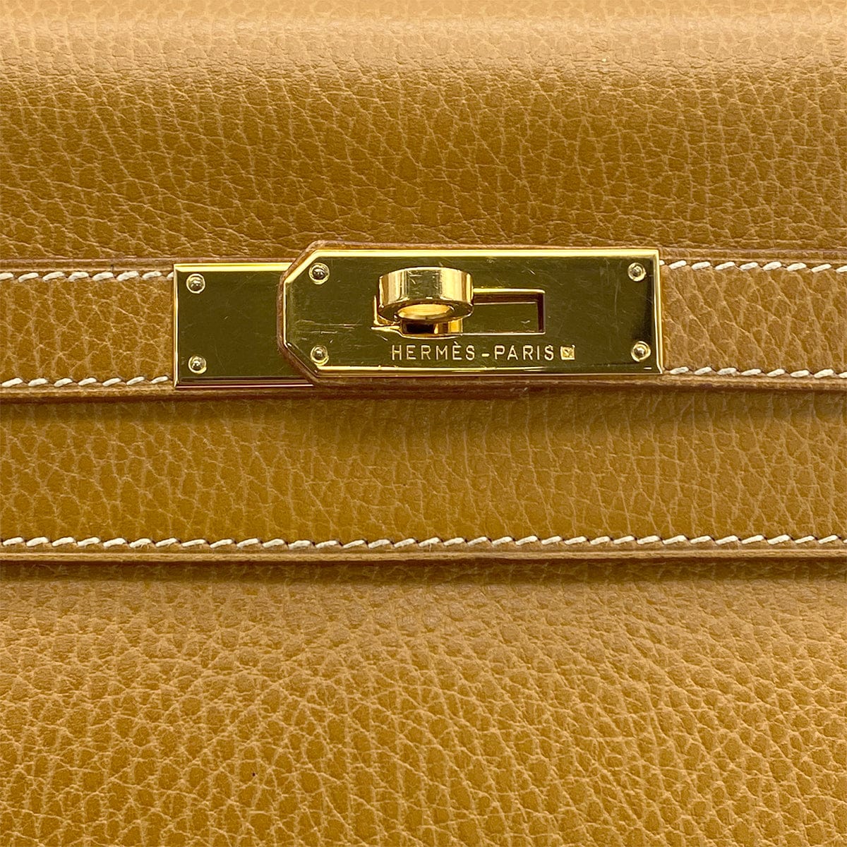Luxury Promise Japan HERMES KELLY 35 RETOURNE NATURAL ARDENNES HAND SHOULDER BAG 1997 SQUARE A GOLD HARDWARE 90323191