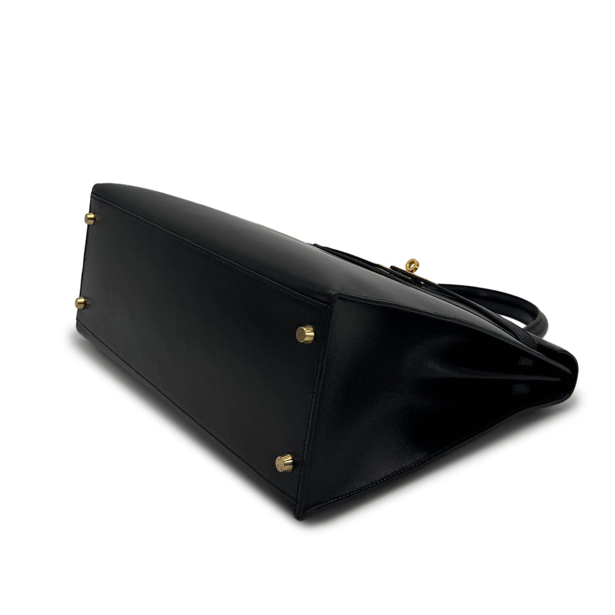 Luxury Promise Japan HERMES KELLY 35 SELLIER BLACK BOXCALF HAND BAG 2000 SQUARE D GOLD HARDWARE 90323195
