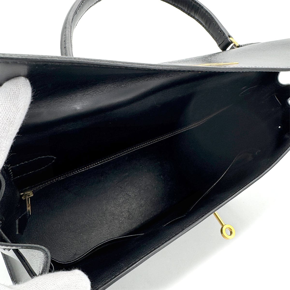 Luxury Promise Japan HERMES KELLY 35 SELLIER BLACK BOXCALF HAND SHOULDER BAG 1988 CIRCLE R GOLD HARDWARE 90317896