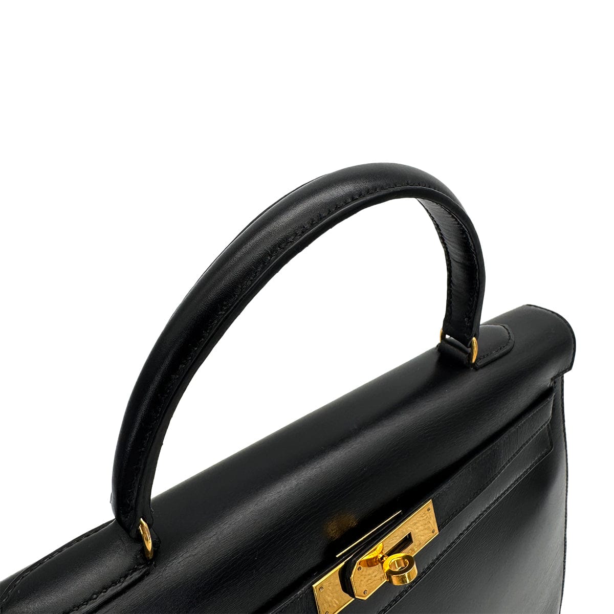 Luxury Promise Japan HERMES KELLY 35 SELLIER BLACK BOXCALF HAND SHOULDER BAG 1988 CIRCLE R GOLD HARDWARE 90317896
