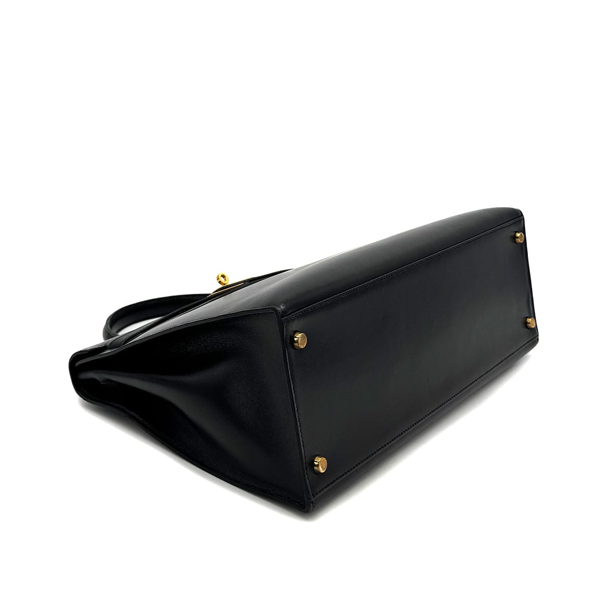 Luxury Promise Japan HERMES KELLY 35 SELLIER BLACK BOXCALF HAND SHOULDER BAG 1988 CIRCLE R GOLD HARDWARE 90317896