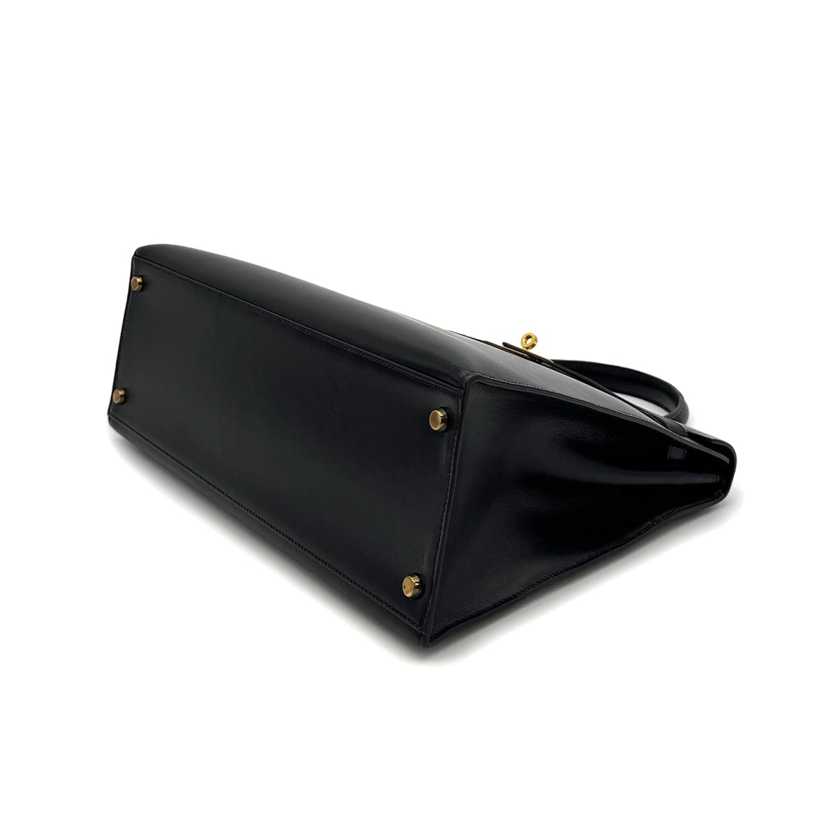 Luxury Promise Japan HERMES KELLY 35 SELLIER BLACK BOXCALF HAND SHOULDER BAG 1988 CIRCLE R GOLD HARDWARE 90317896