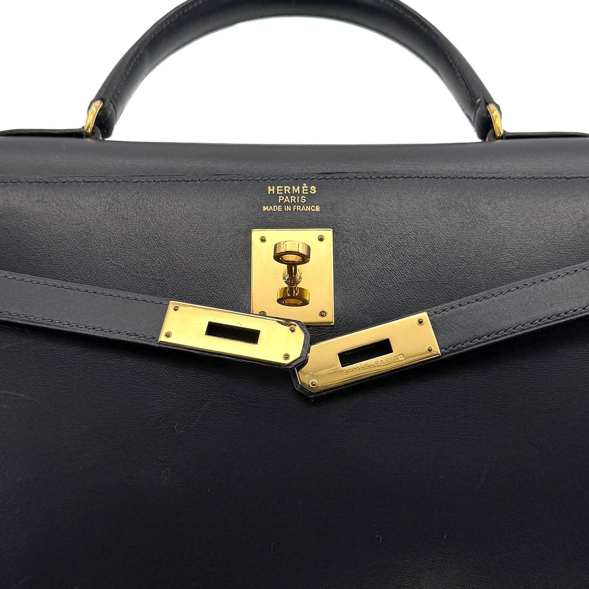 Luxury Promise Japan HERMES KELLY 35 SELLIER BLUE INDIGO BOXCALF HAND SHOULDER BAG 1993 CIRCLE W GOLD HARDWARE 90317924