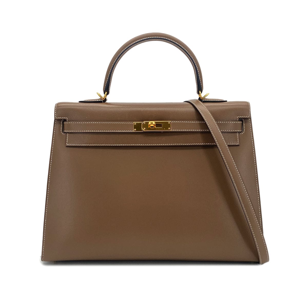 Luxury Promise Japan HERMES KELLY 35 SELLIER ETOUPE VEAU TADELAKT HAND SHOULDER BAG A GHW 90301655