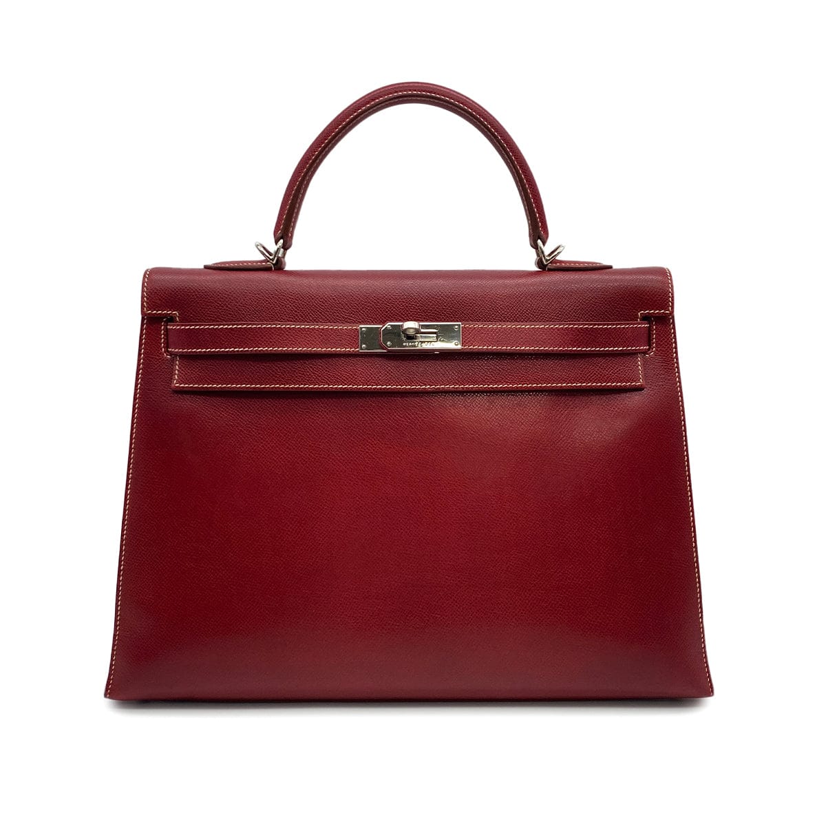 Luxury Promise Japan HERMES KELLY 35 SELLIER ROUGE H LISSE HAND BAG 2001 SQUARE E GOLD HARDWARE 90312520