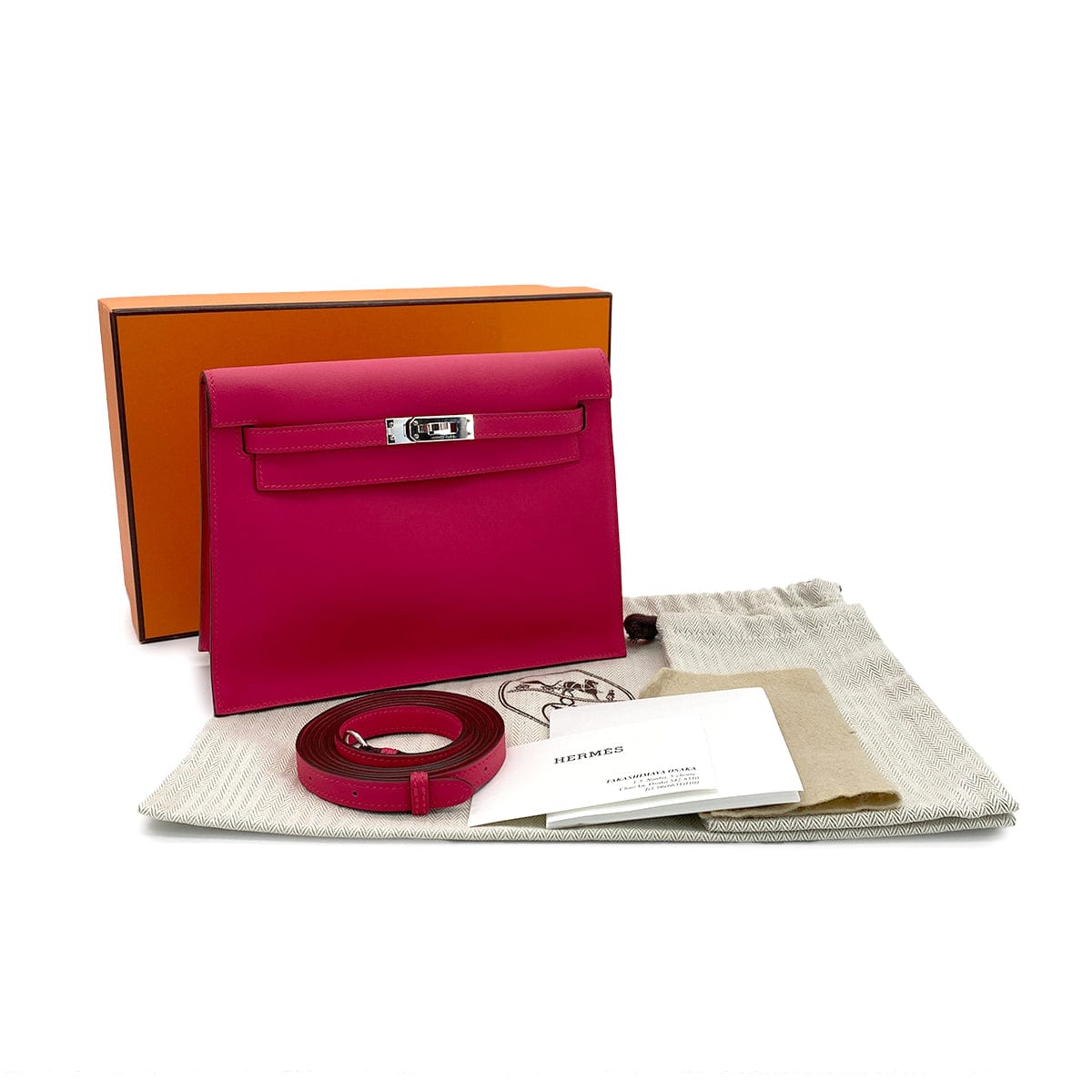 Luxury Promise Japan HERMES KELLY DANCE 2 FRAMBOISE VEAU SWIFT SHOULDER BAG W PHW 90304973