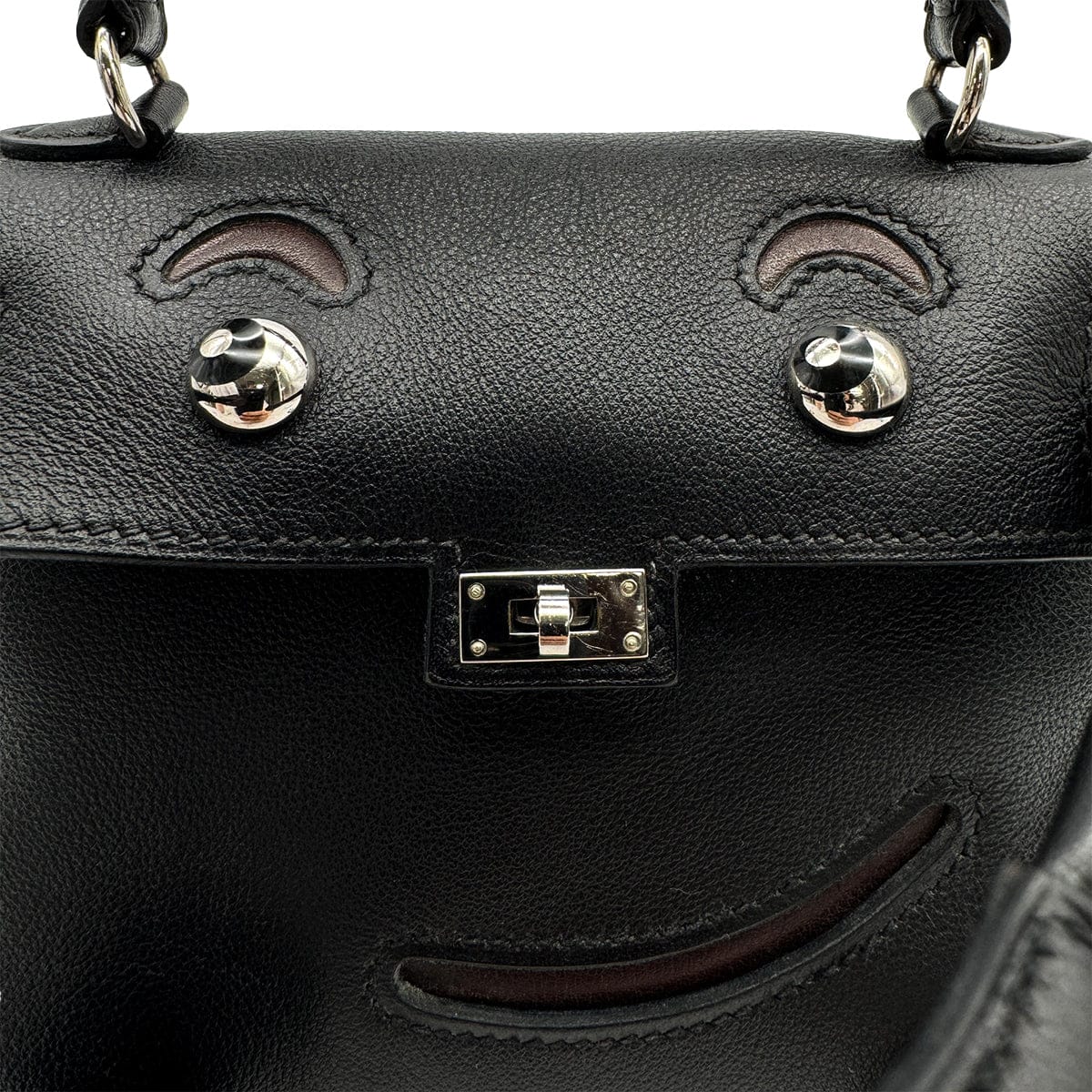 Luxury Promise Japan HERMES KELLY DOLL BLACK VEAU GULLIVER HAND BAG 2000 SQUARE D PALLADIUM HARDWARE 90323974