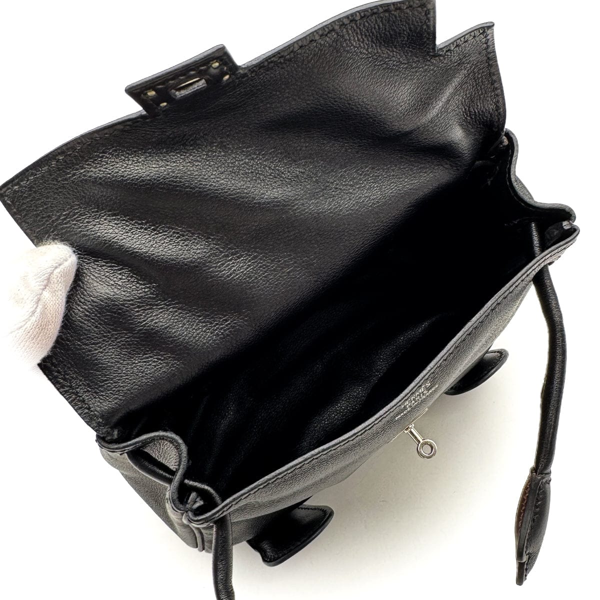 Luxury Promise Japan HERMES KELLY DOLL BLACK VEAU GULLIVER HAND BAG 2000 SQUARE D PALLADIUM HARDWARE 90323974