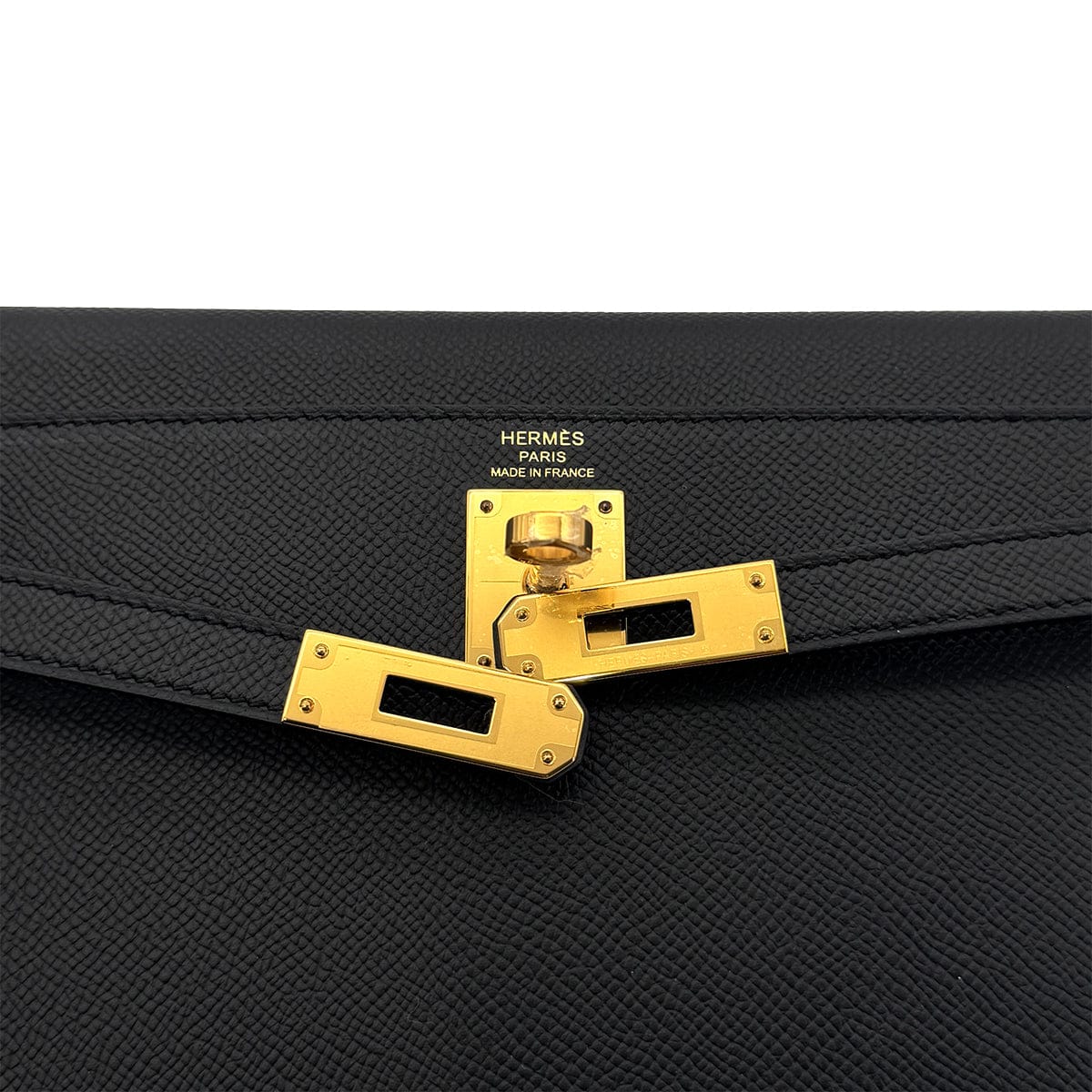 Luxury Promise Japan HERMES KELLY ELAN BLACK VEAU EPSOM CLUTCH SHOULDER BAG K GHW 90305230