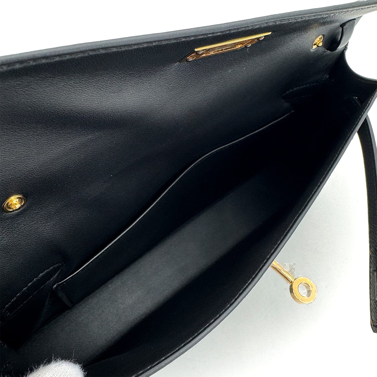 Luxury Promise Japan HERMES KELLY ELAN BLACK VEAU EPSOM CLUTCH SHOULDER BAG K GHW 90305230