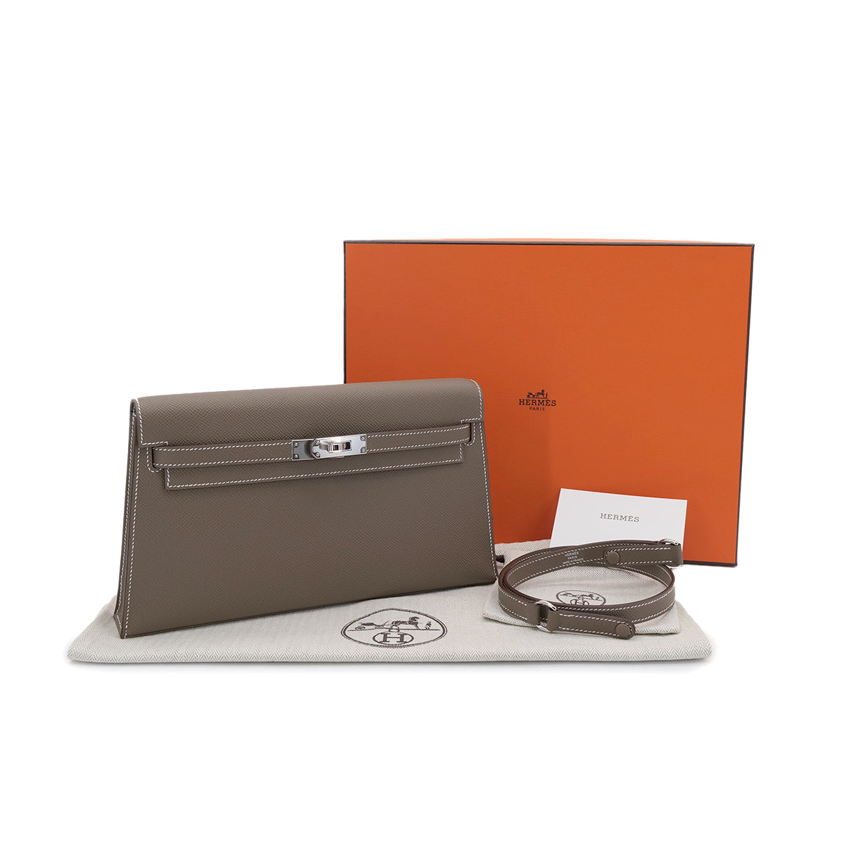 Luxury Promise Japan HERMES KELLY ELAN ETOUPE VEAU MADAME CLUTCH SHOULDER BAG K PHW 90304027