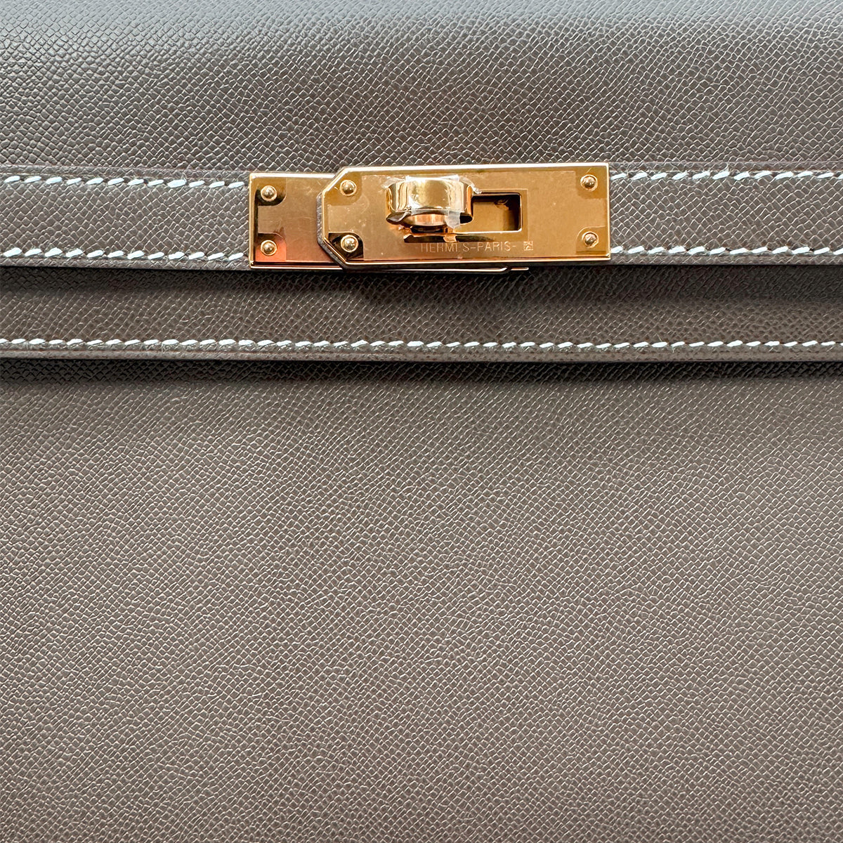 Luxury Promise Japan HERMES KELLY ELAN ETOUPE VEAU MADAME CLUTCH SHOULDER BAG W GHW 90303901