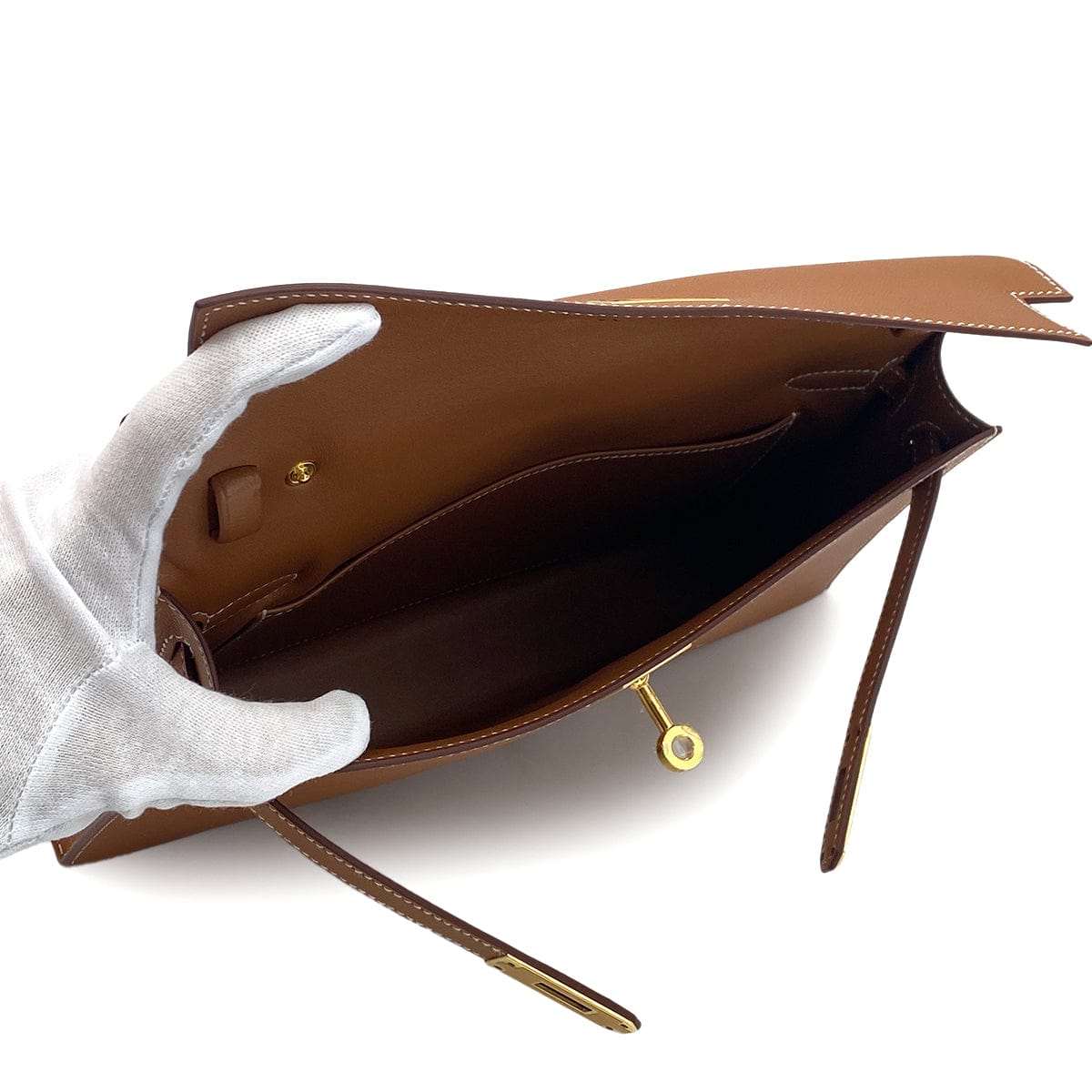 Luxury Promise Japan HERMES KELLY ELAN GOLD VEAU MADAME CLUTCH SHOULDER BAG B GHW 90301704