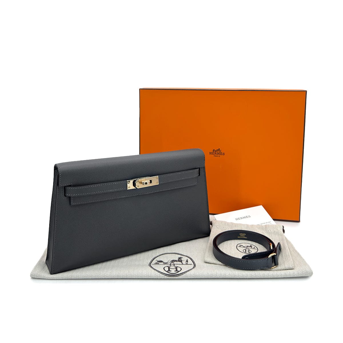 Luxury Promise Japan HERMES KELLY ELAN GRIS MISTY VEAU MADAME CLUTCH SHOULDER BAG K PGHW 90305229