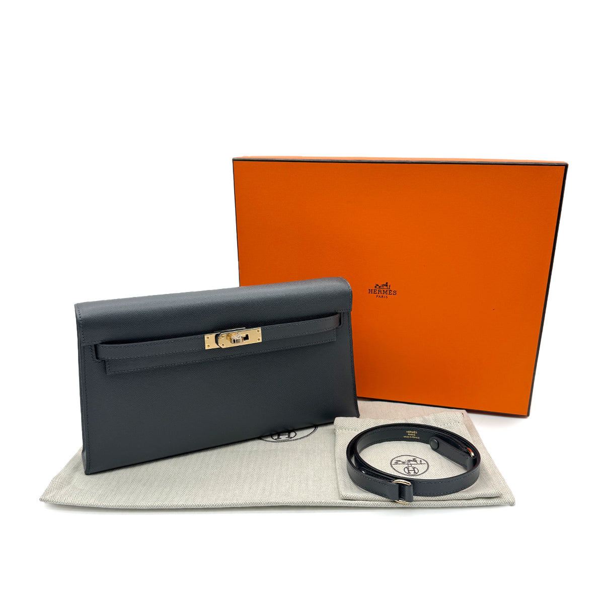 Luxury Promise Japan HERMES KELLY ELAN GRIS MISTY VEAU MADAME CLUTCH SHOULDER BAG W GHW 90303895