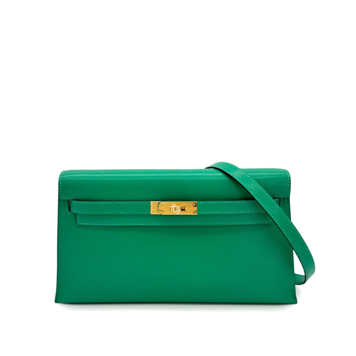 Luxury Promise Japan HERMES KELLY ELAN MINT CHEVRE CHAMKILA CLUTCH SHOULDER BAG W GHW 90293011