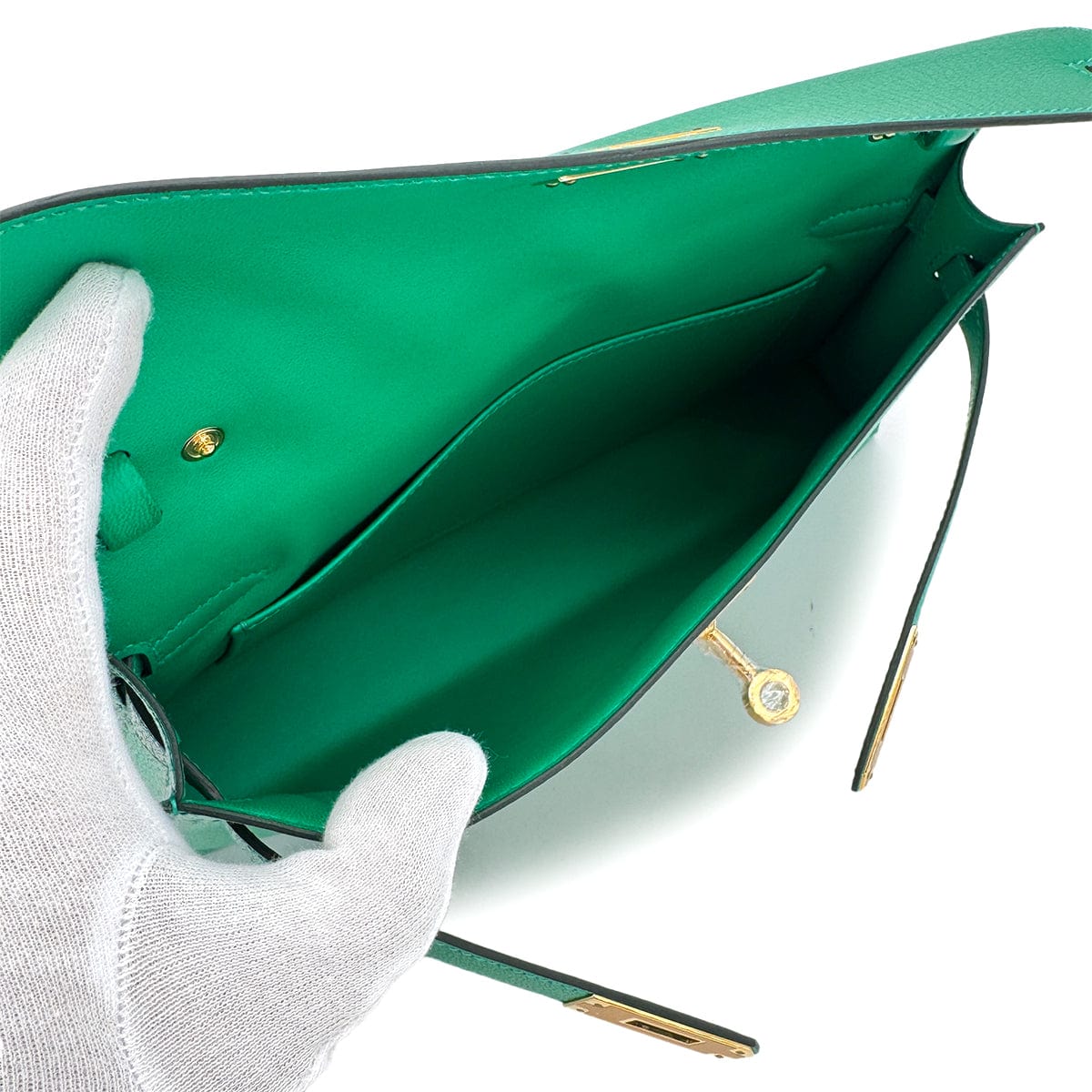Luxury Promise Japan HERMES KELLY ELAN MINT CHEVRE CHAMKILA CLUTCH SHOULDER BAG W GHW 90293011