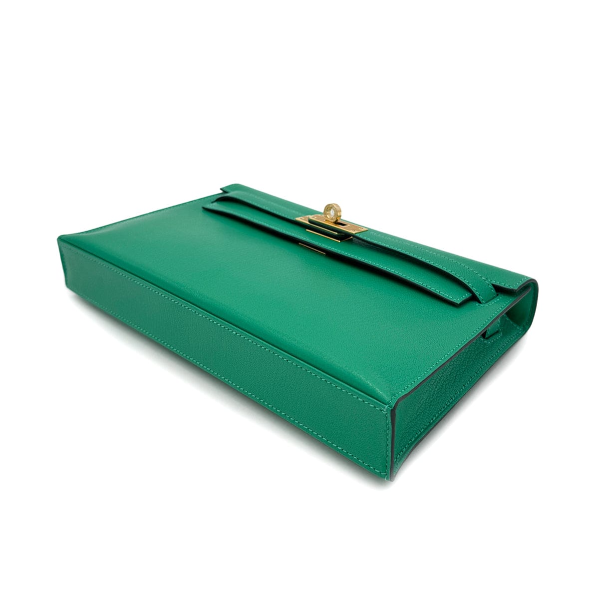 Luxury Promise Japan HERMES KELLY ELAN MINT CHEVRE CHAMKILA CLUTCH SHOULDER BAG W GHW 90293011