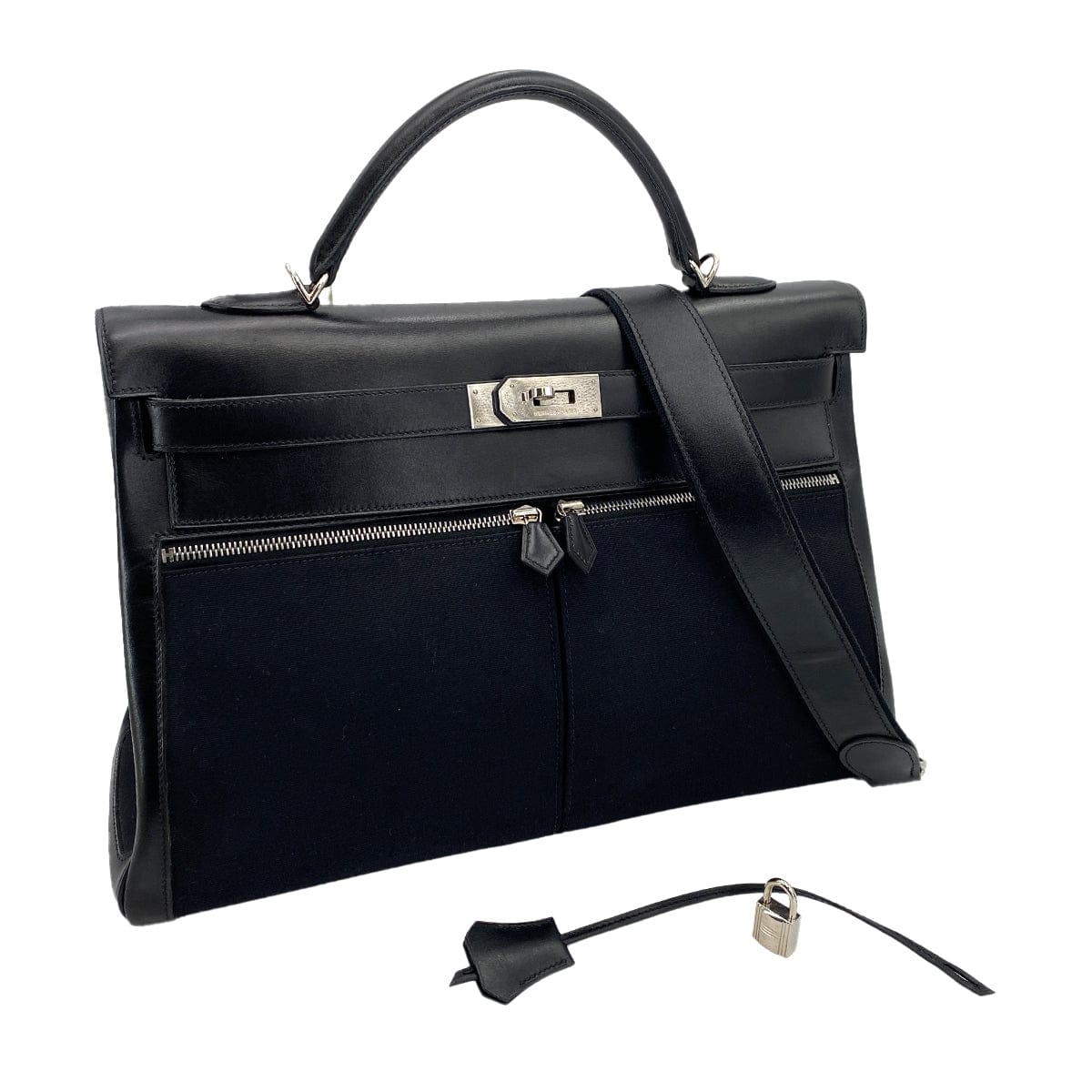 Luxury Promise Japan HERMES KELLY LAKIS 40 BLACK BOXCALF TOILE OFFICIER HAND SHOULDER BAG □H 90230404