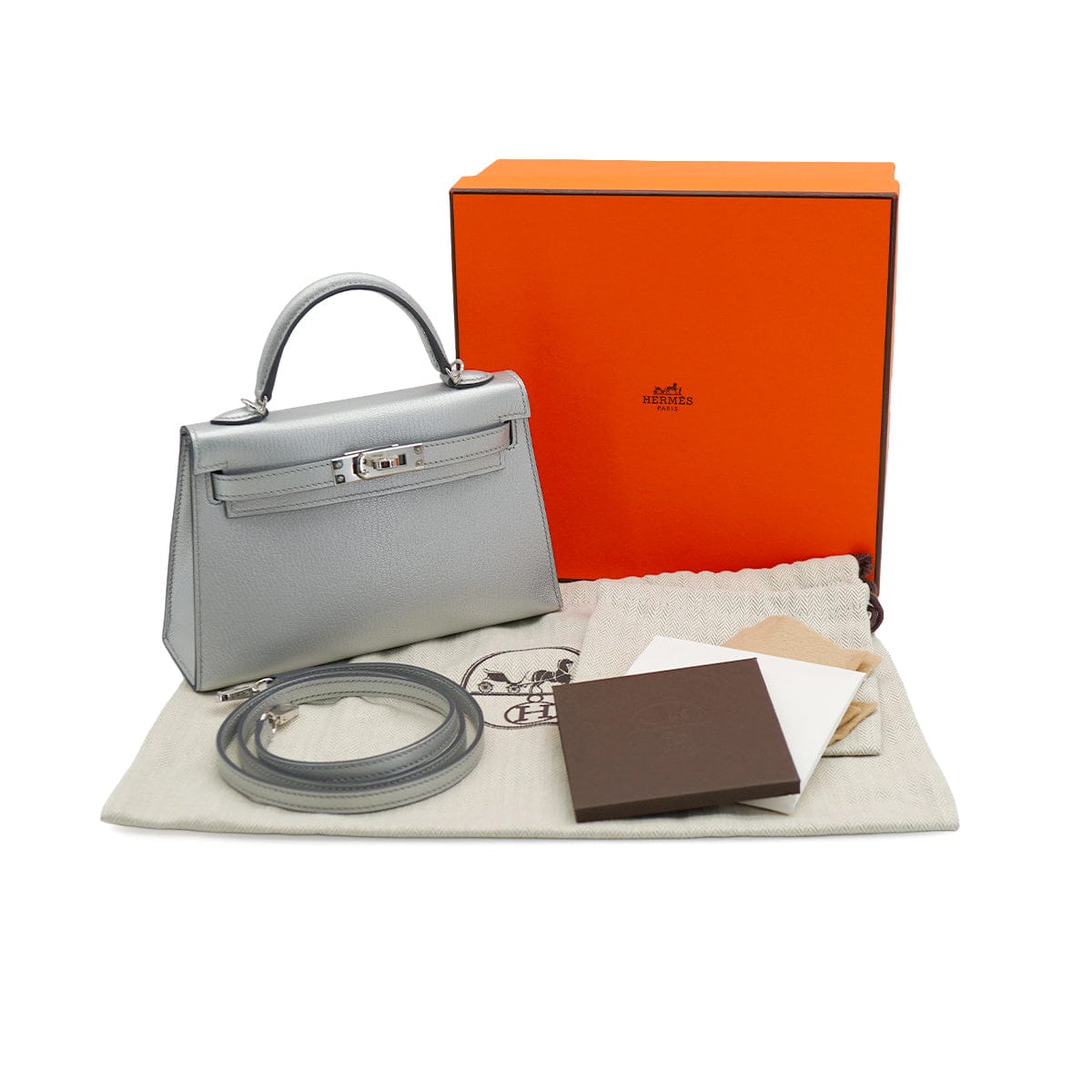 Luxury Promise Japan HERMES KELLY MINI 2 ARGENT CHEVRE CHAMKILA HAND SHOULDER BAG 2026 G STAMP PALLADIUM HARDWARE 90342998