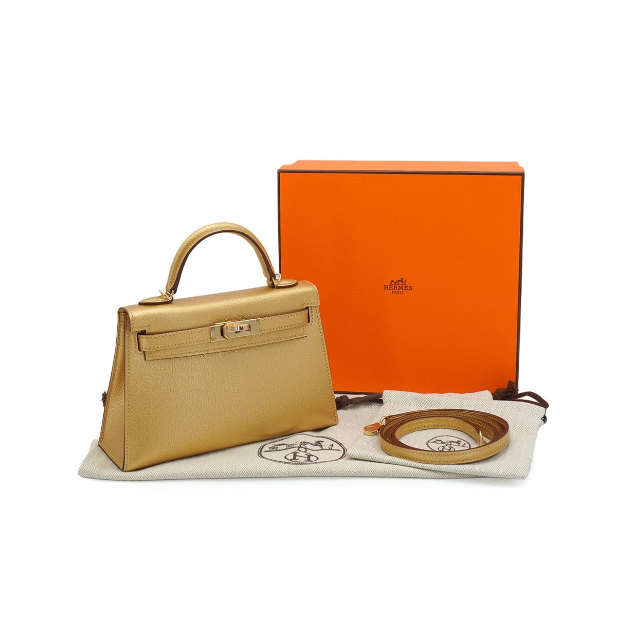 Luxury Promise Japan HERMES KELLY MINI 2 NEW DORE CHEVRE CHAMKILA HAND SHOULDER BAG 2026 G STAMP GOLD HARDWARE 90344348