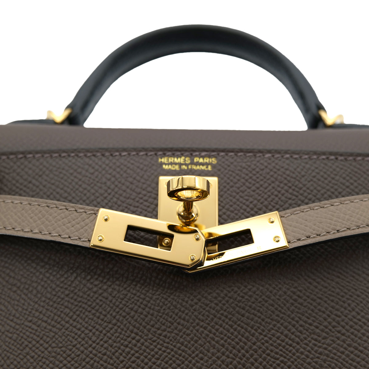 Luxury Promise Japan HERMES KELLY MINI 2 TRICOLORE ECORCE ETOUPE BLACK VEAU EPSOM HAND SHOULDER BAG B GHW 90303317