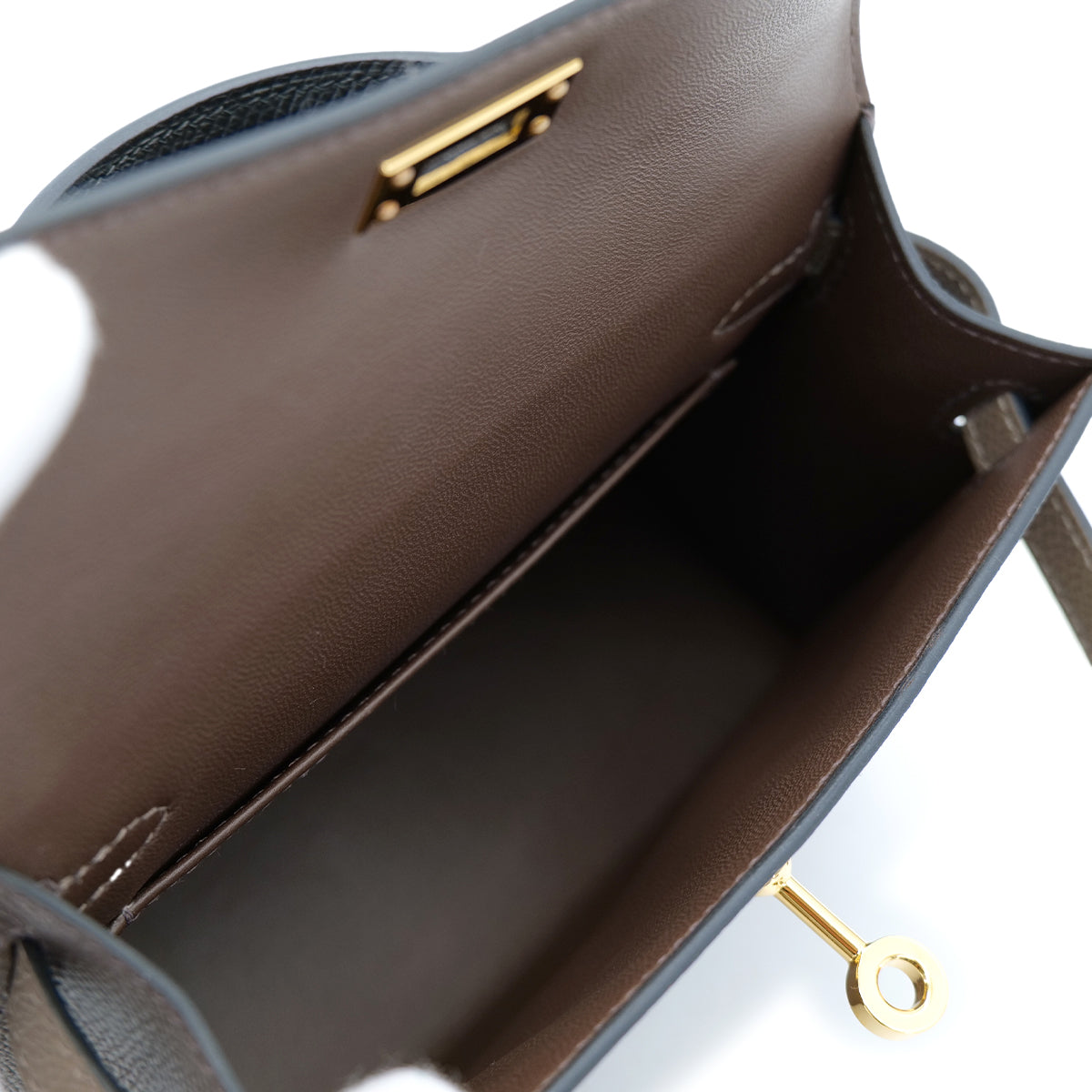 Luxury Promise Japan HERMES KELLY MINI 2 TRICOLORE ECORCE ETOUPE BLACK VEAU EPSOM HAND SHOULDER BAG B GHW 90303317