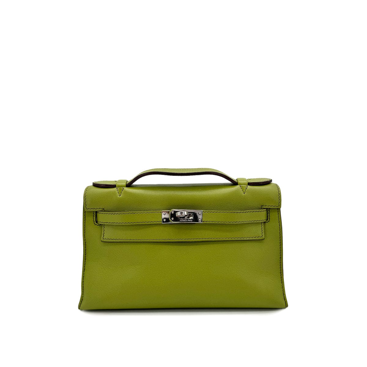Luxury Promise Japan HERMES KELLY POCHETTE SELLIER ANIS GREEN SWIFT HAND BAG 2007 SQUARE K PALLADIUM HARDWARE 90318752