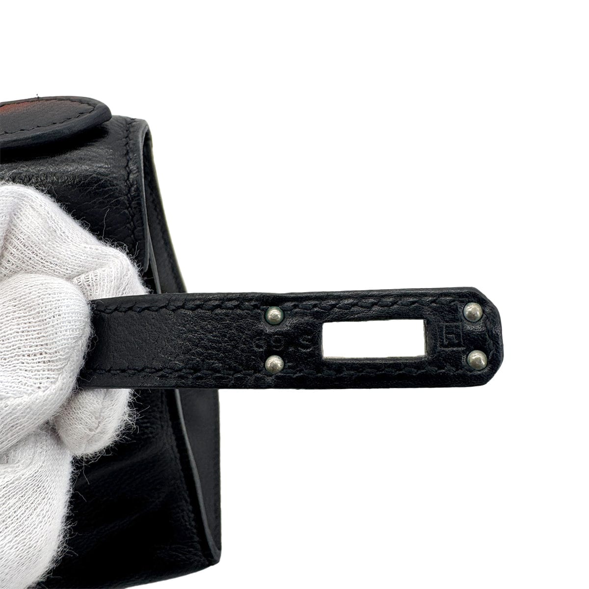 Luxury Promise Japan HERMES KELLY POCHETTE SELLIER BLACK EVERGRAIN HAND BAG □H SHW 90298325