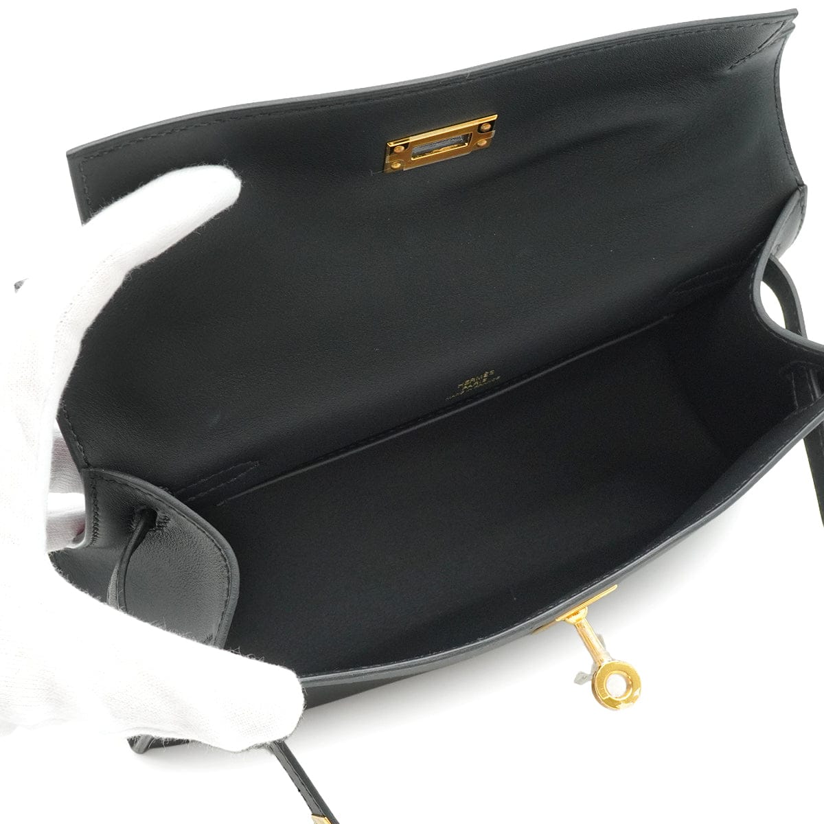 Luxury Promise Japan HERMES KELLY POCHETTE SELLIER BLACK VEAU SWIFT HAND BAG 2024 W STAMP GOLD HARDWARE 90331852