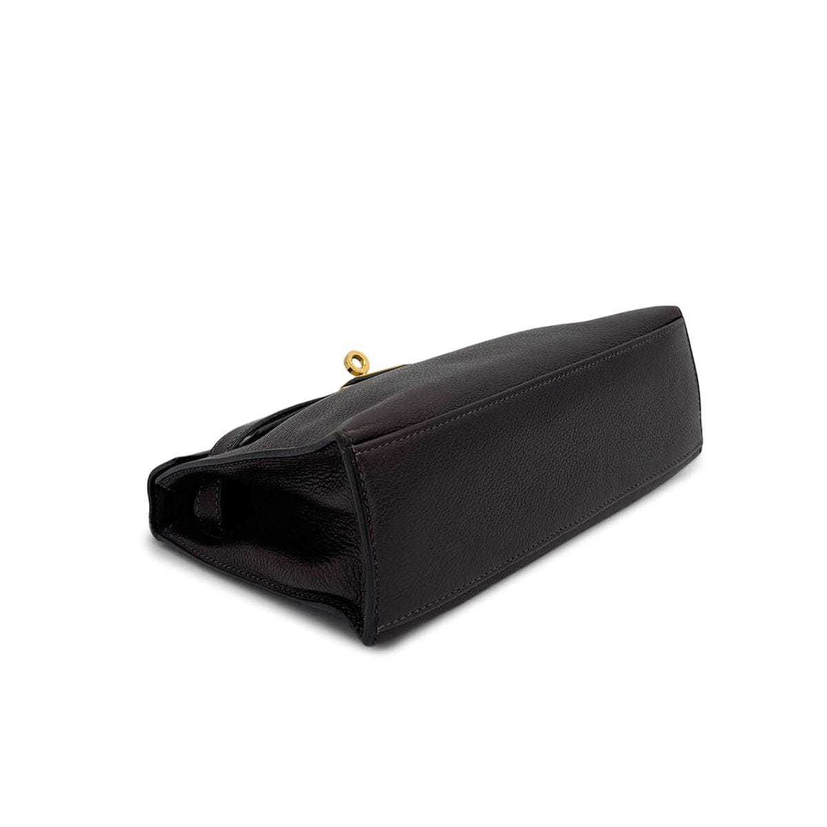 Luxury Promise Japan HERMES KELLY POCHETTE SELLIER EBENE EVERGRAIN HAND BAG 2005 SQUARE I GOLD HARDWARE 90312515