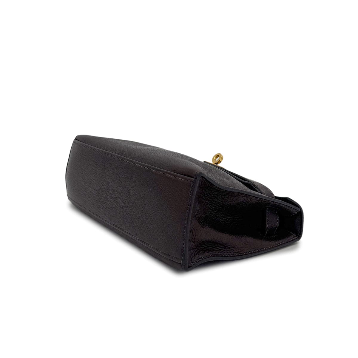 Luxury Promise Japan HERMES KELLY POCHETTE SELLIER EBENE EVERGRAIN HAND BAG 2005 SQUARE I GOLD HARDWARE 90312515