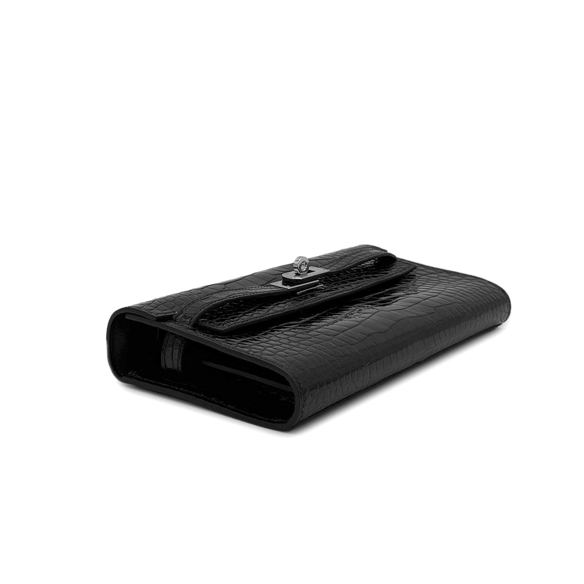 Luxury Promise Japan HERMES KELLY WALLET TO GO BLACK ALLIGATOR WALLET SHOULDER BAG U SHW 90283910