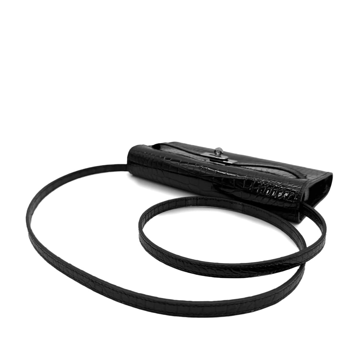 Luxury Promise Japan HERMES KELLY WALLET TO GO BLACK ALLIGATOR WALLET SHOULDER BAG U SHW 90283910