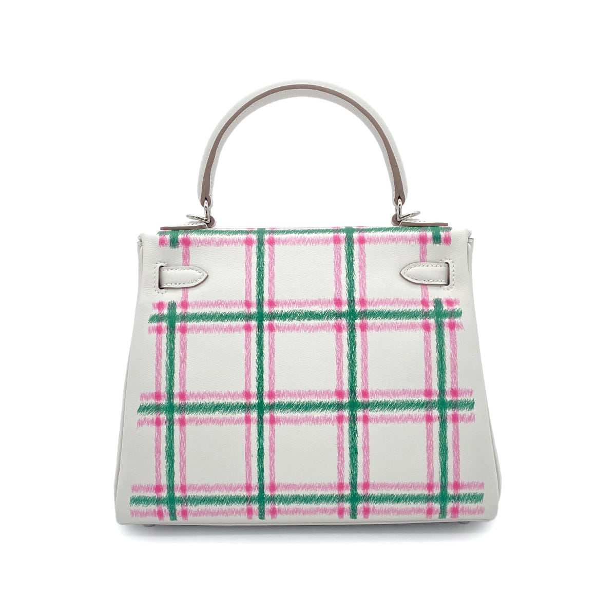 Luxury Promise Japan HERMES KELLY25 RETOURNE TARTAN LIGHT NEW GRIS PERLE VERT MOYEN ROSE BUBBLEGUM SWIFT K 90301644