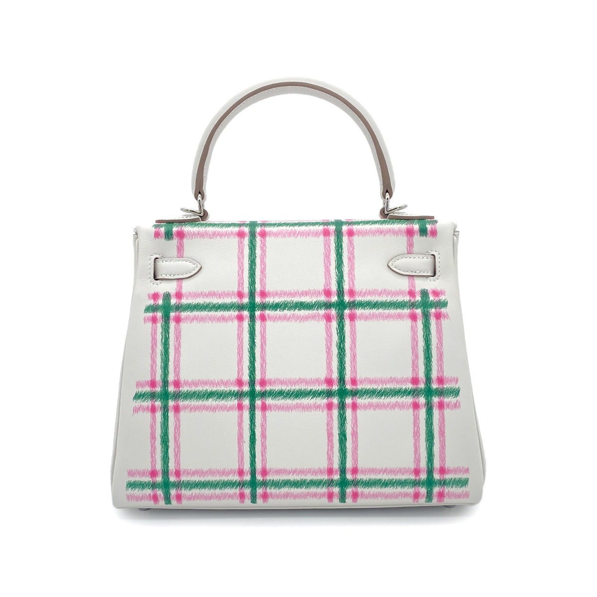 Luxury Promise Japan HERMES KELLY25 RETOURNE TARTAN LIGHT NEW GRIS PERLE VERT MOYEN ROSE BUBBLEGUM SWIFT K 90301644
