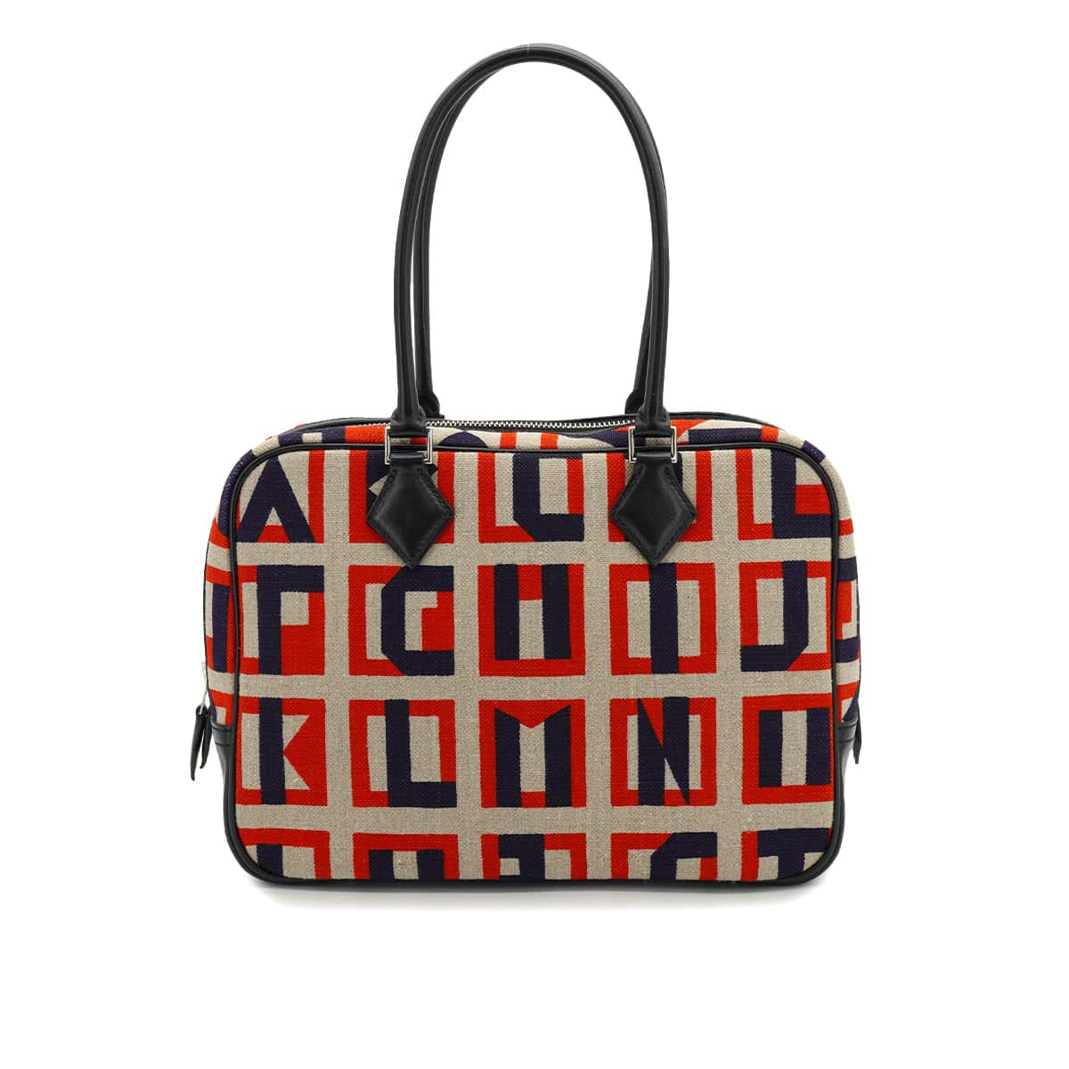 Luxury Promise Japan HERMES LETTRES AU CARRE PLUME 28 BLACK CAPUCINE BLUE INDIGO TOILE DE CAMP VEAU SWIFT HAND BAG 2018 C STAMP PALLADIUM HARDWARE 90340176