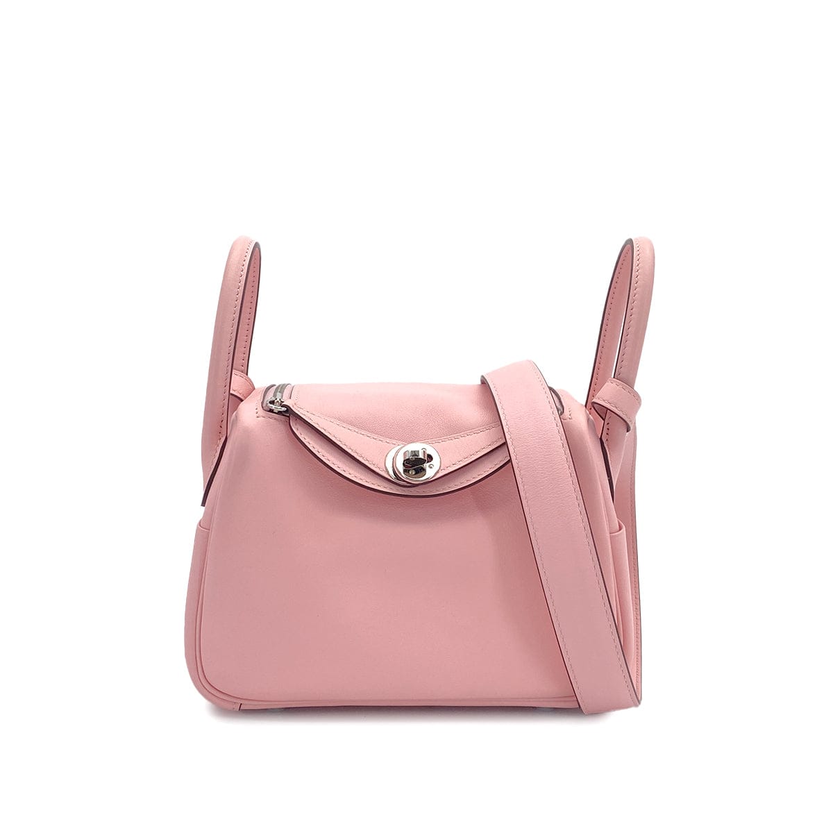 Luxury Promise Japan HERMES LINDY MINI ROSE SAKURA VEAU SWIFT SHOULDER BAG Z PALLADIUM HARDWARE 90308976