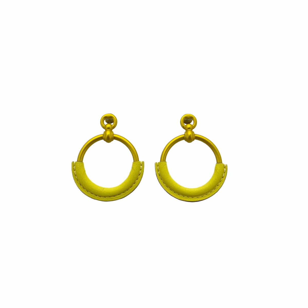 Luxury Promise Japan HERMES LOOP PM EARRINGS LIME GOLD SWIFT ALUMINUM ACCESSORY 90278932