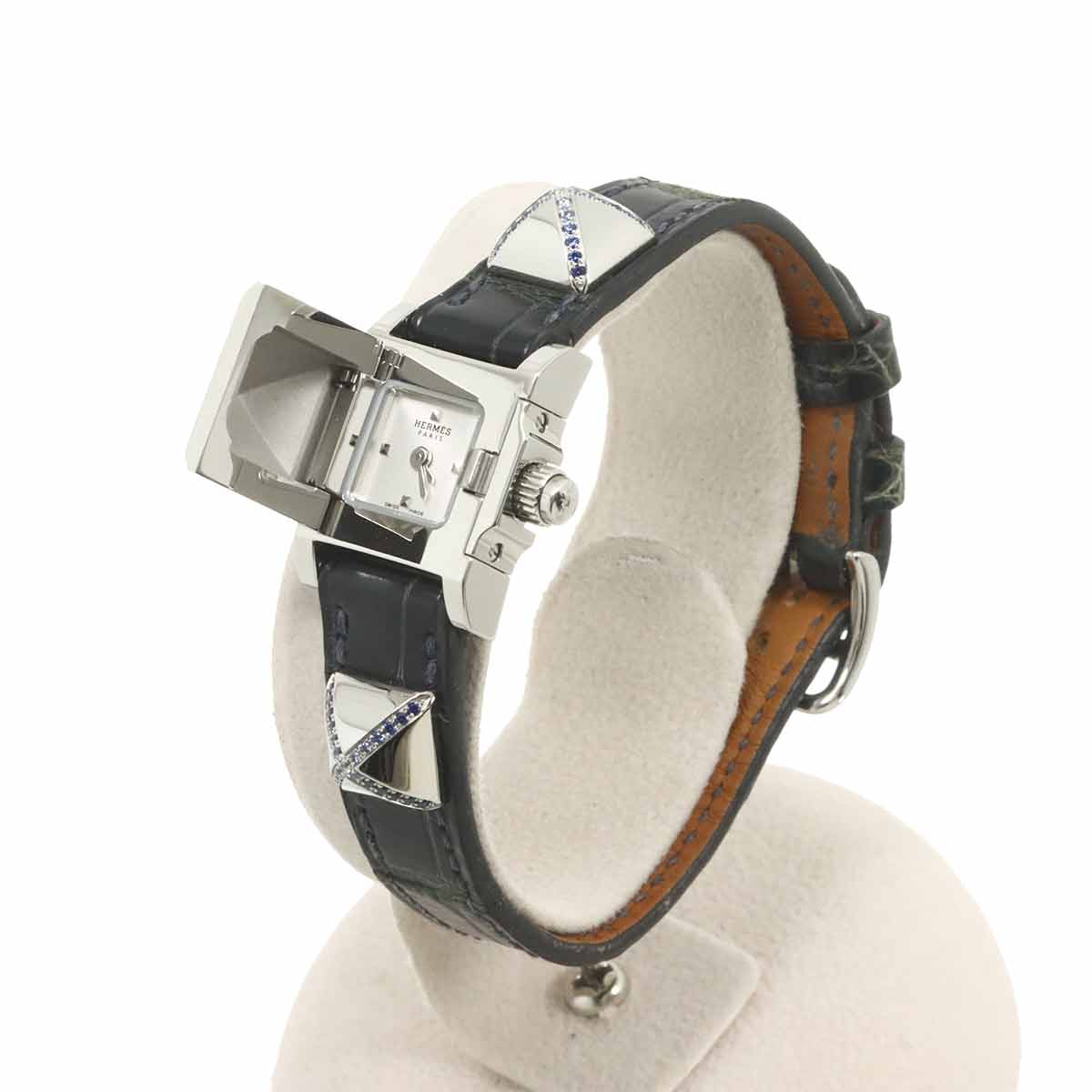 Luxury Promise Japan HERMES Medor Mini ME2 133 Women's Watch, Sapphire Pyramid Silver Studs, Silver Quartz Watch, Medor, Hermes 90343192