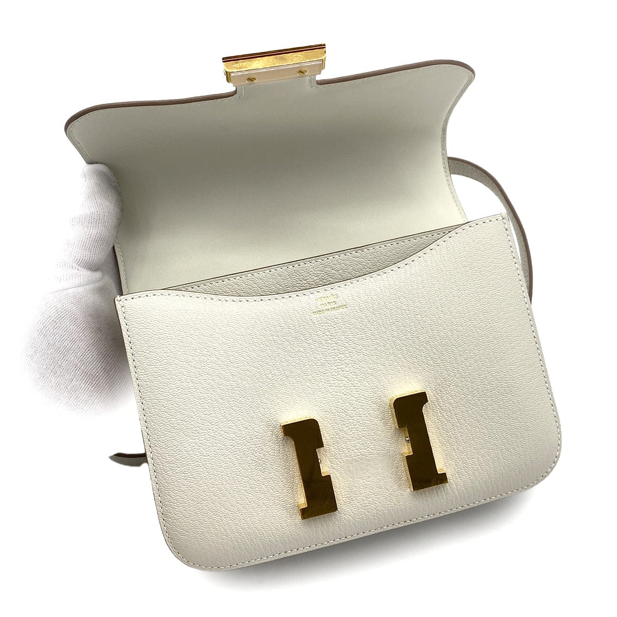 Luxury Promise Japan HERMES MINI CONSTANCE 18 MUSHROOM CHEVRE SHOULDER BAG B GHW 90243210