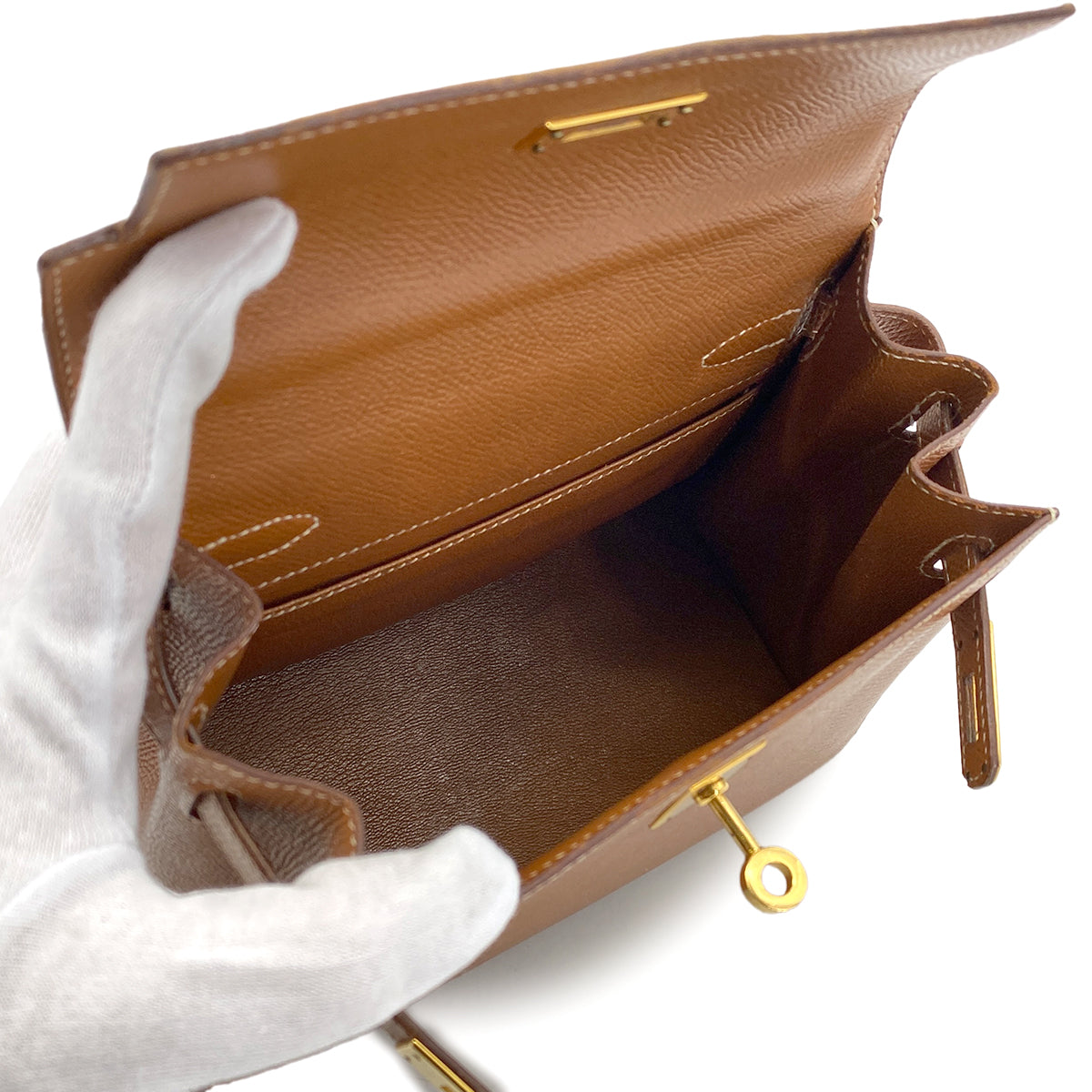 Luxury Promise Japan HERMES MINI KELLY 20 SELLIER GOLD COUCHEVEL SHOULDER BAG V GHW 90270798