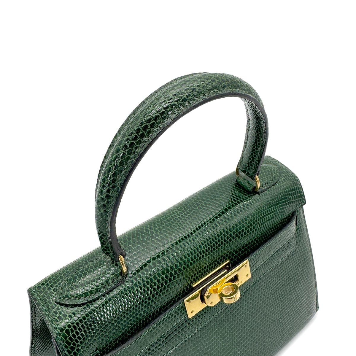 Luxury Promise Japan HERMES MINI KELLY SELLIER GREEN LIZARD HAND SHOULDER BAG 〇T GHW 90273881