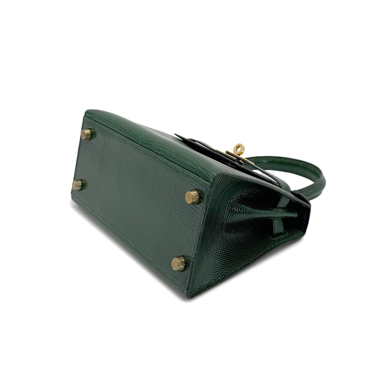 Luxury Promise Japan HERMES MINI KELLY SELLIER GREEN LIZARD HAND SHOULDER BAG 〇T GHW 90273881