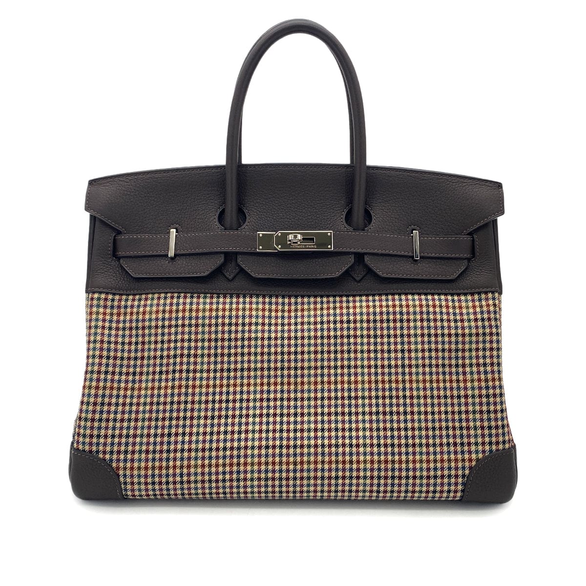 Luxury Promise Japan HERMES PARIS COLLECTION DEFILE LIMITED BIRKIN 35 LAINAGE EBENE TAURILLON CLEMENCE CARREAUX □K 90282053