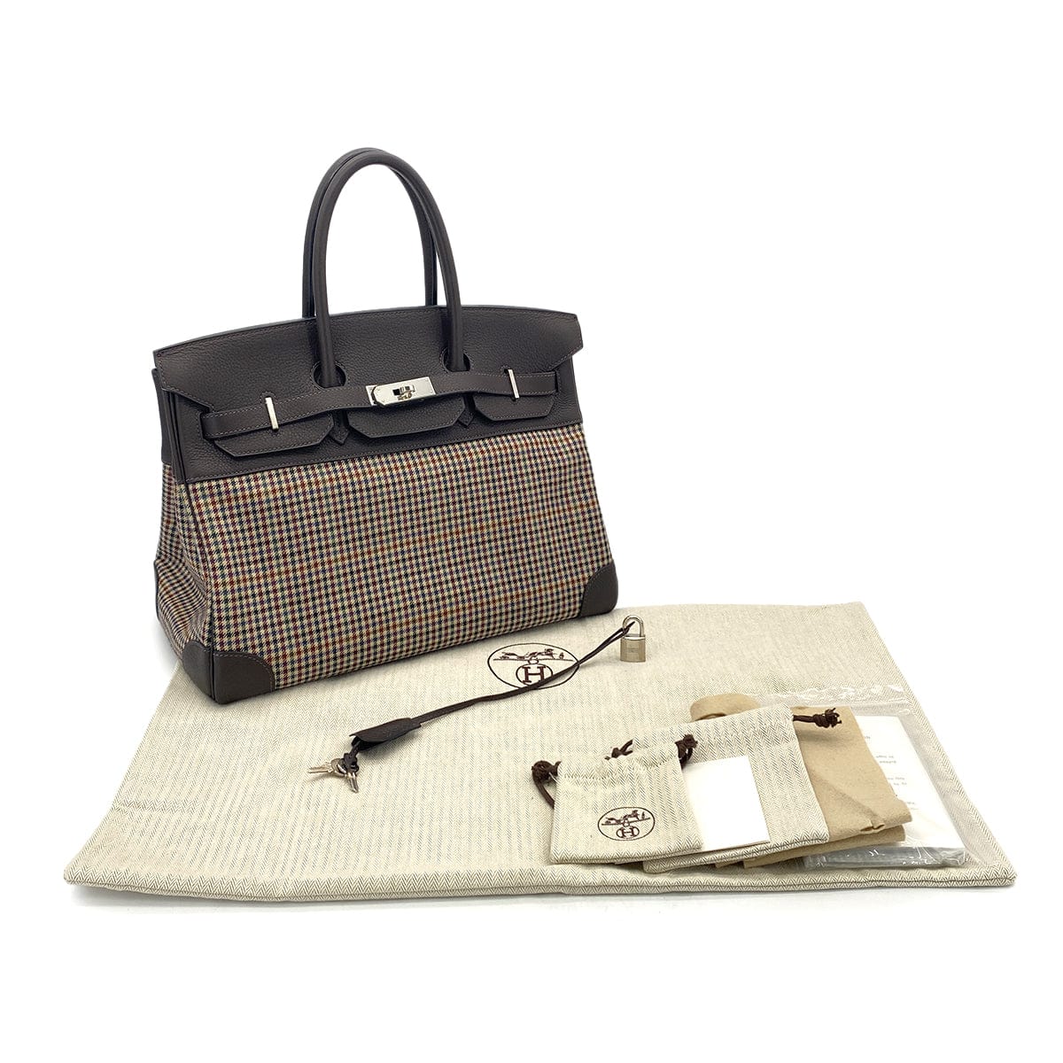 Luxury Promise Japan HERMES PARIS COLLECTION DEFILE LIMITED BIRKIN 35 LAINAGE EBENE TAURILLON CLEMENCE CARREAUX □K 90282053